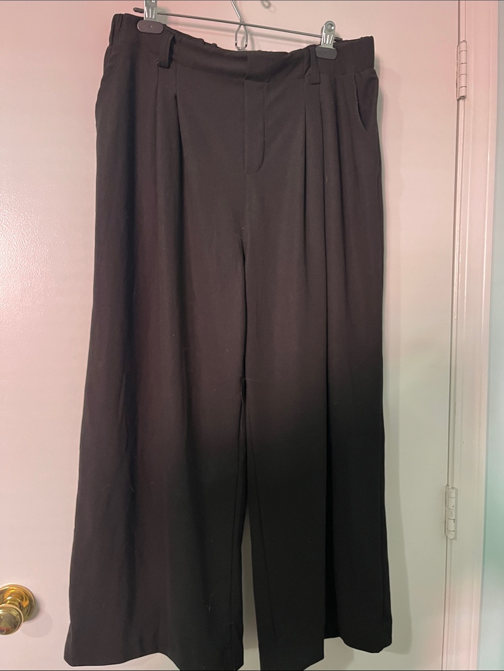HALARA Black Wide-Leg Pleated Trousers Petite XL
